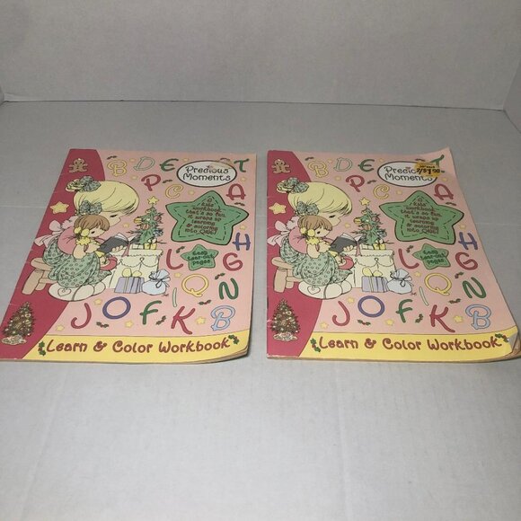 2 Precious Moments Learn & Color Workbook Child to Adult Coloring Book Christmas - Picture 1 of 10
